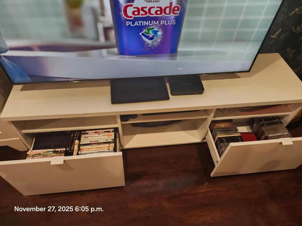 White TV Stand with Storage image indicator(3)