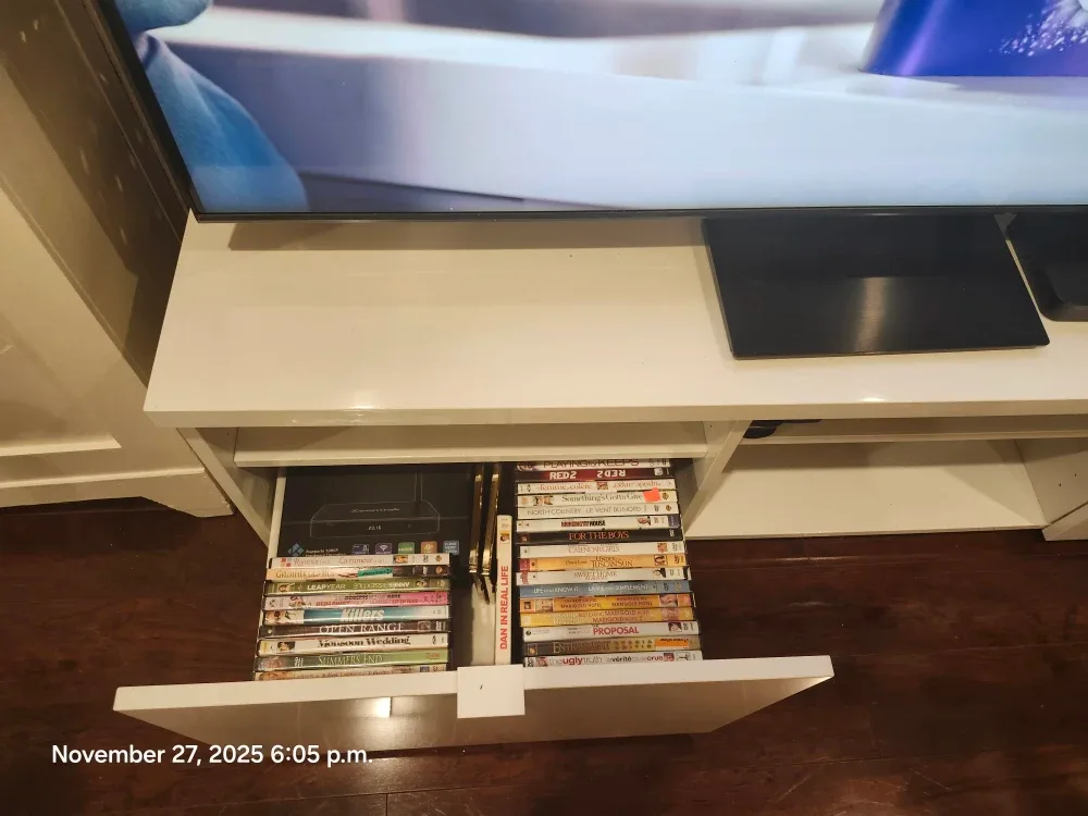 White TV Stand with Storage image indicator(5)