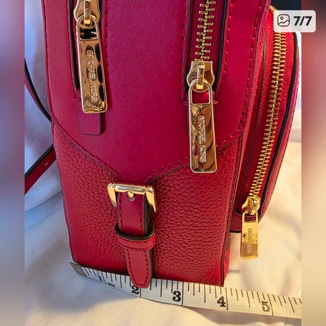 Michael Kors Cherry Red Backpack with Gold Hardware - Brand New image indicator(6)
