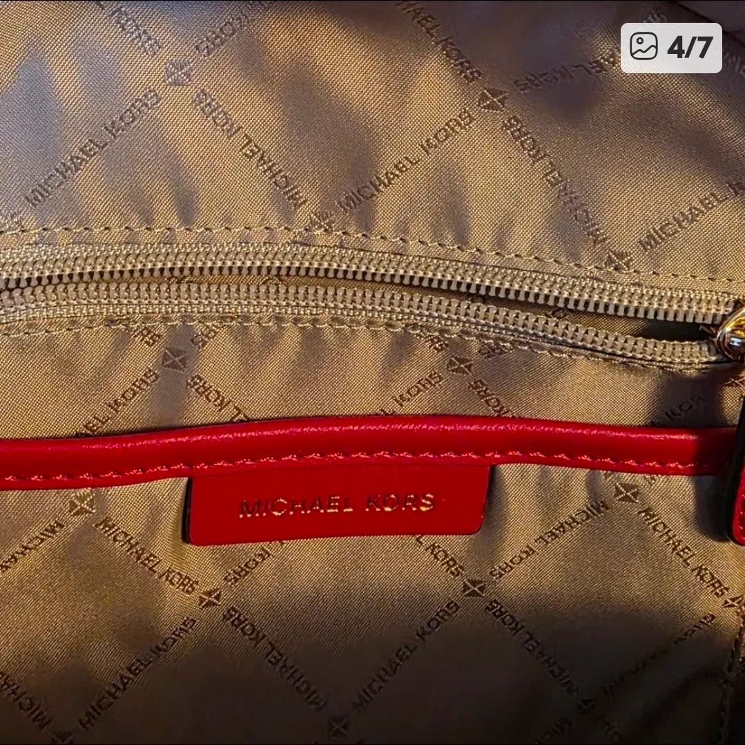 Michael Kors Cherry Red Backpack with Gold Hardware - Brand New image indicator(7)