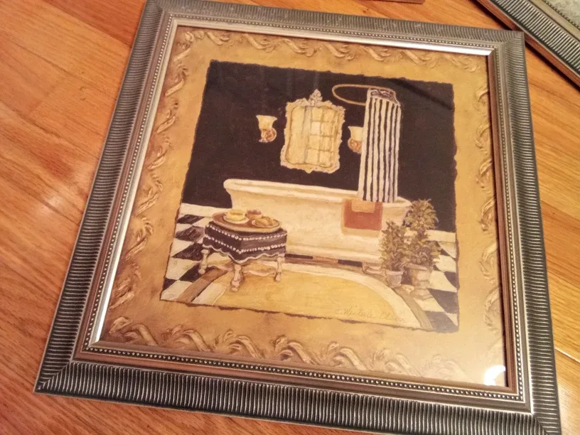 Set of 3 Framed Bathroom Prints 15"x15" image indicator(3)