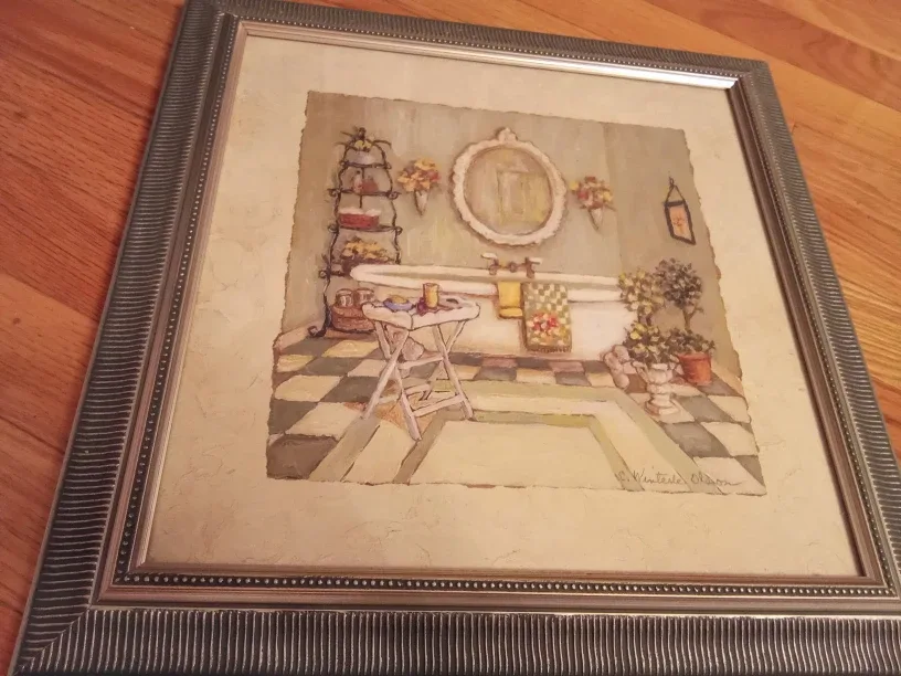 Set of 3 Framed Bathroom Prints 15"x15" image indicator(4)