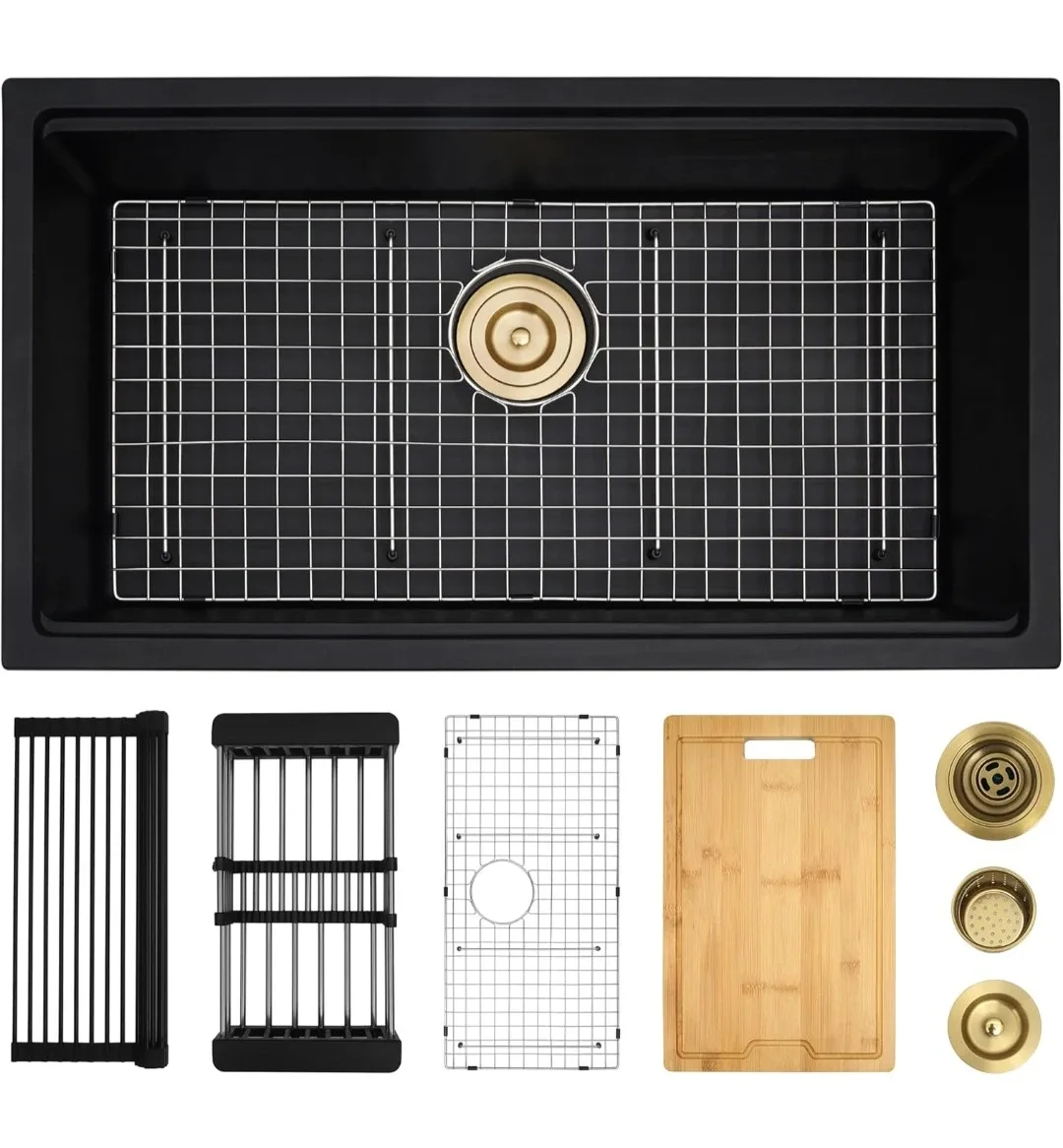 32" x 18" Black Kitchen Sink image indicator(6)