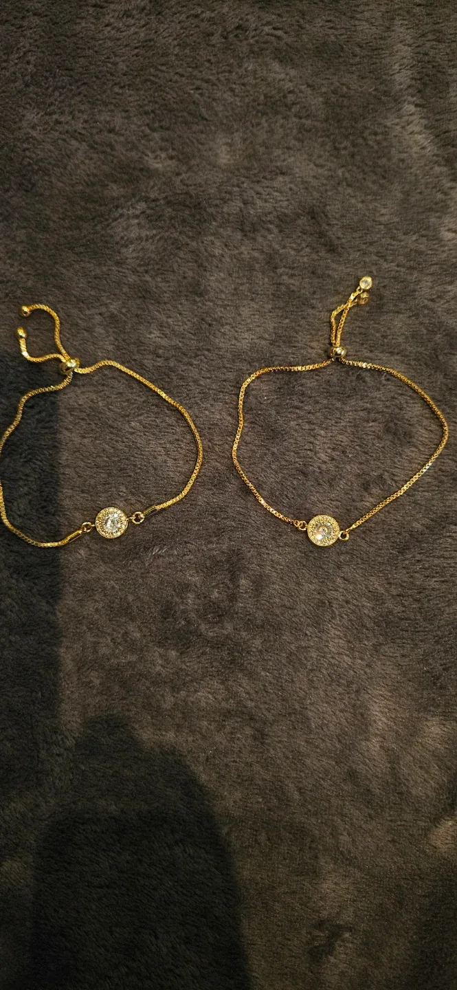 Gold Adjustable Bracelets with Cubic Zirconia thumbnail