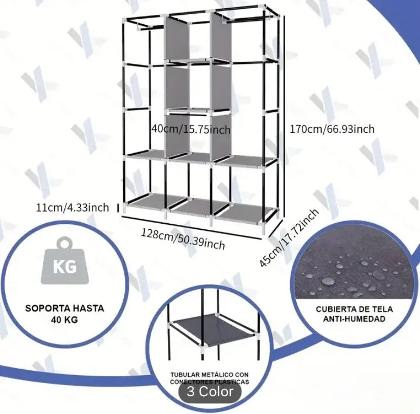 Portable Wardrobe Closet - Grey image indicator(4)