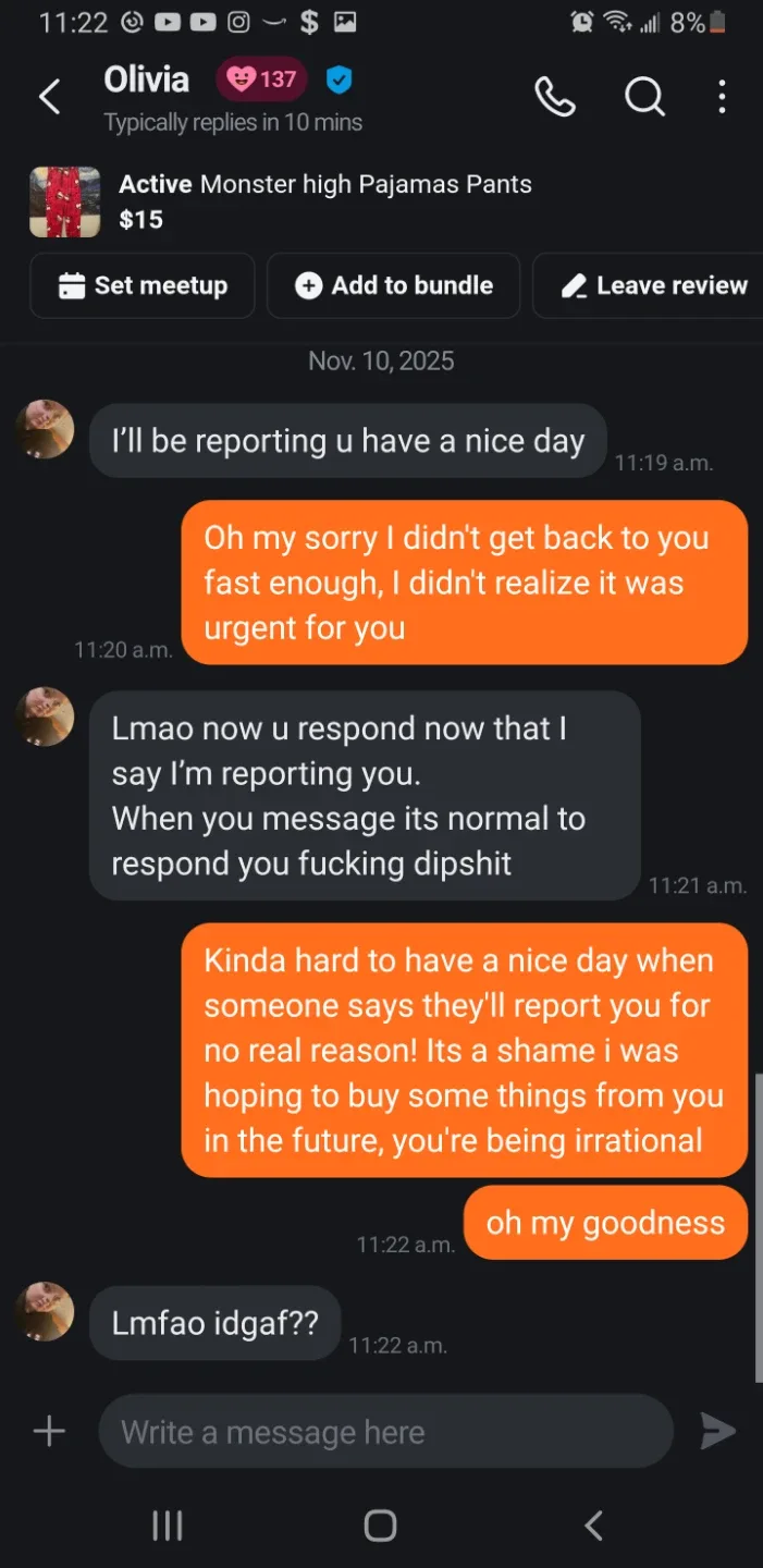 10/10 DO NOT RECOMMEND OLIVIA