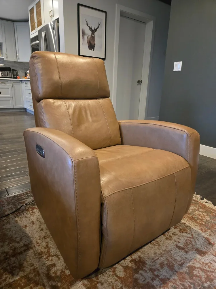Tan Leather Power Recliner Chair
