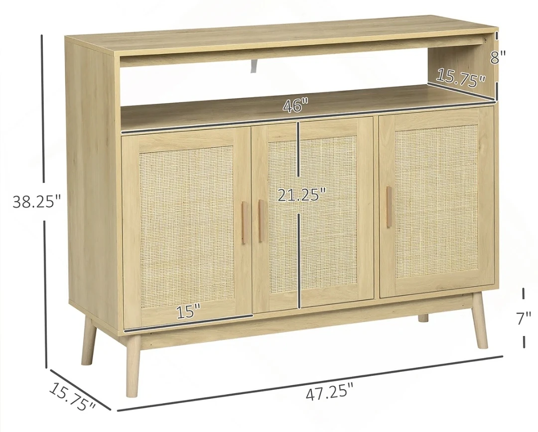Light Wood Cabinet with Rattan Doors - photo 5