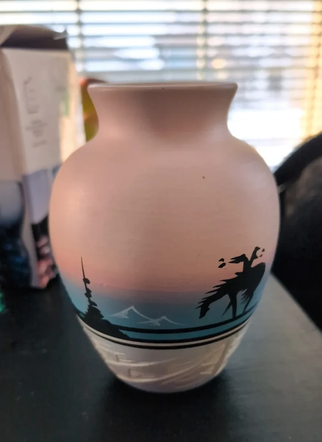 Vintage Navajo etched pottery Vase