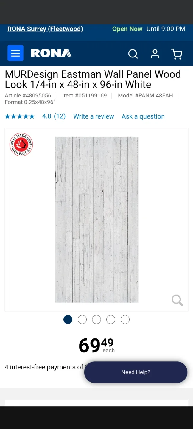 MURDesign Eastman Wall Panel Wood Look 1/4-in  White image indicator(6)