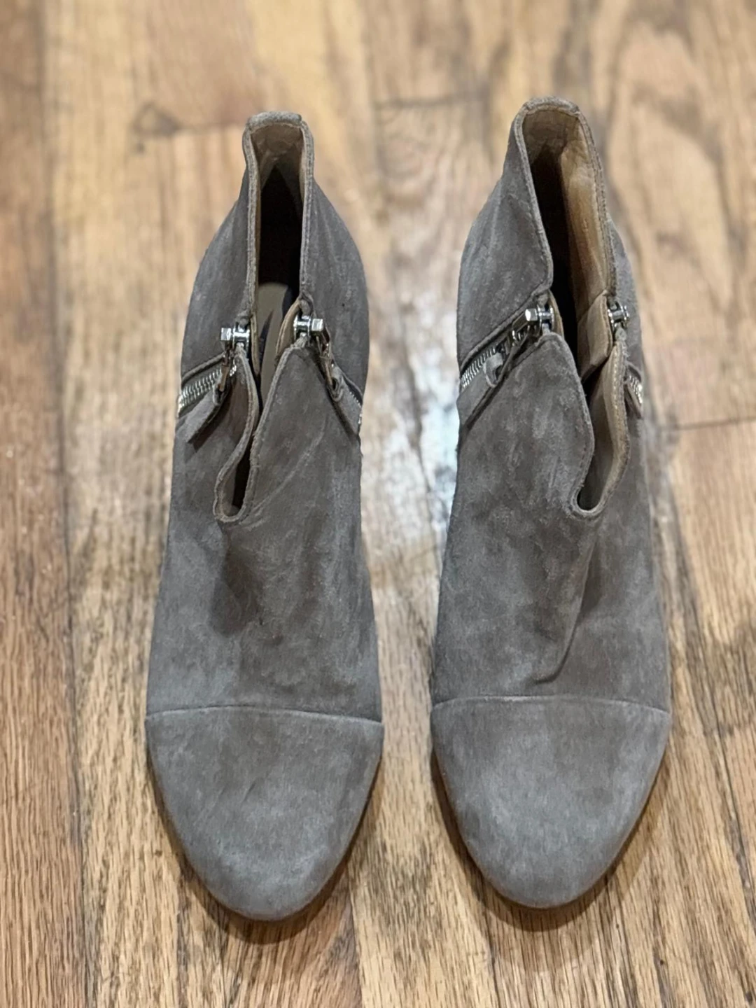 Grey Suede Ankle Booties, Size 7