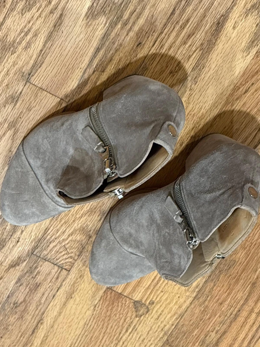 Grey Suede Ankle Booties, Size 7 - photo 2
