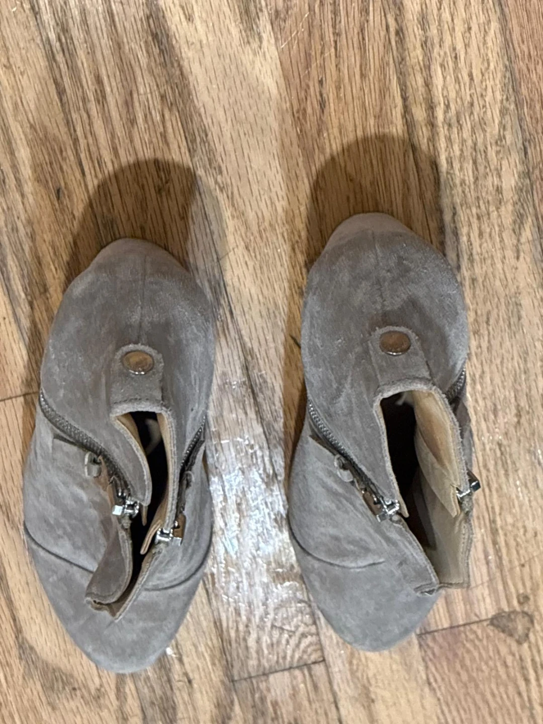 Grey Suede Ankle Booties, Size 7 - photo 3