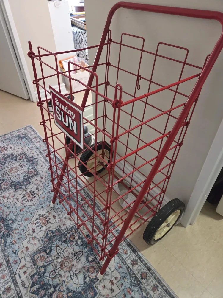 Sunday Sun Red Metal Rolling Cart image indicator(2)
