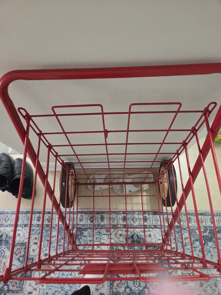 Sunday Sun Red Metal Rolling Cart image indicator(4)