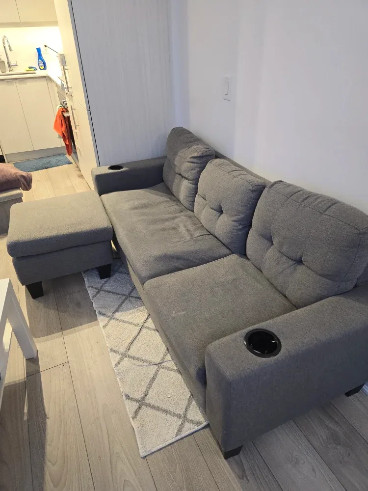 Grey Sofa with Ottoman
