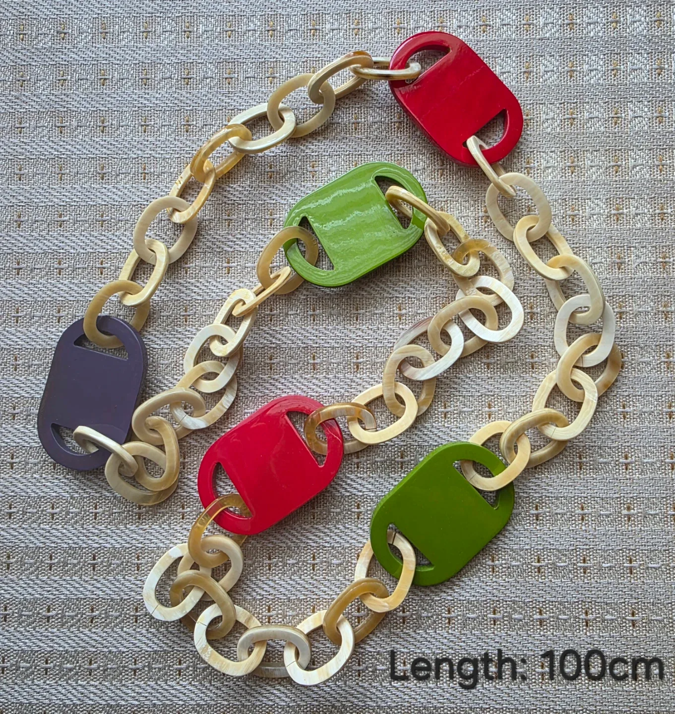 Handmade Buffalo Horn Chain Necklace - 100cm Length