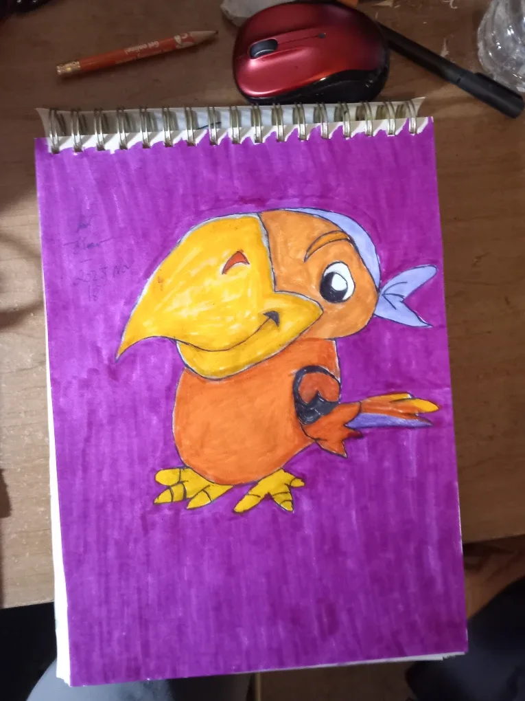 Orange Parrot Drawing Illustration by Custom Artist Sherwin image indicator(2)