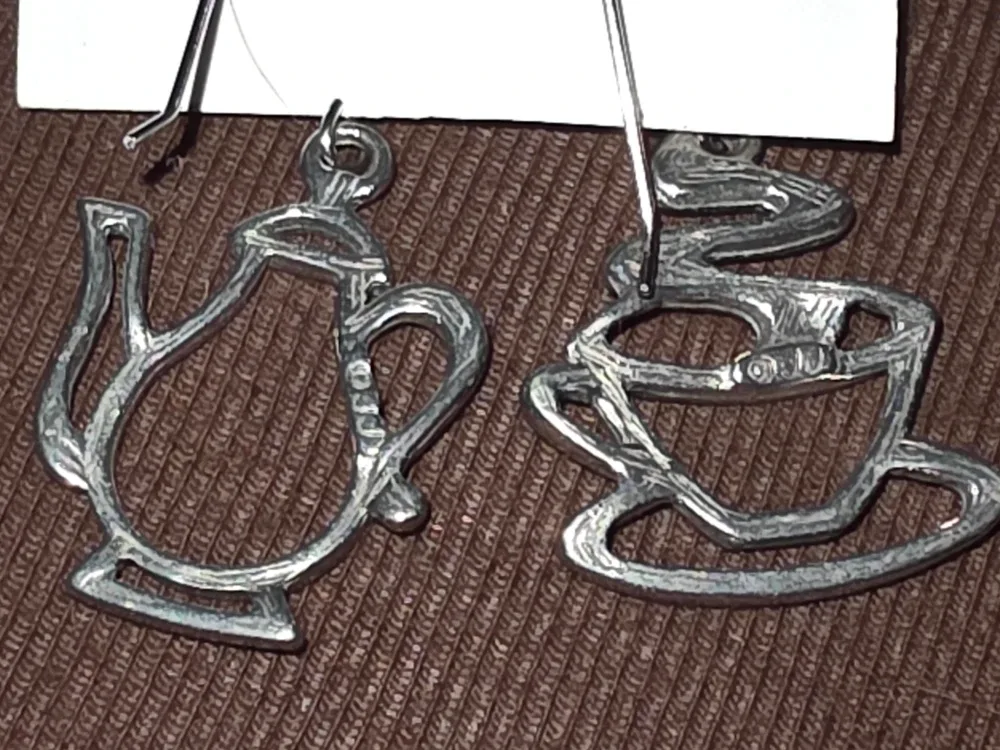 Jonette Jewelry Pewter Coffee Pot Cup Earrings image indicator(2)