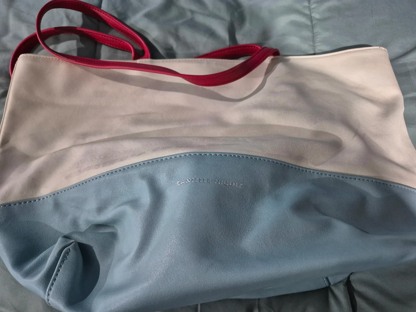 Danielle Nicole White & baby blue Colorblock Tote Handbag