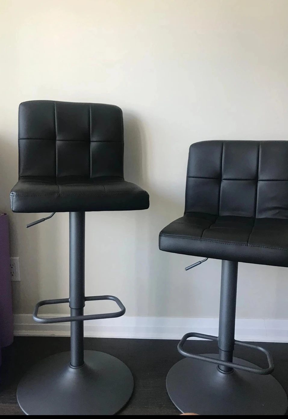 Black Adjustable Height Bar Stools (Set of 2)