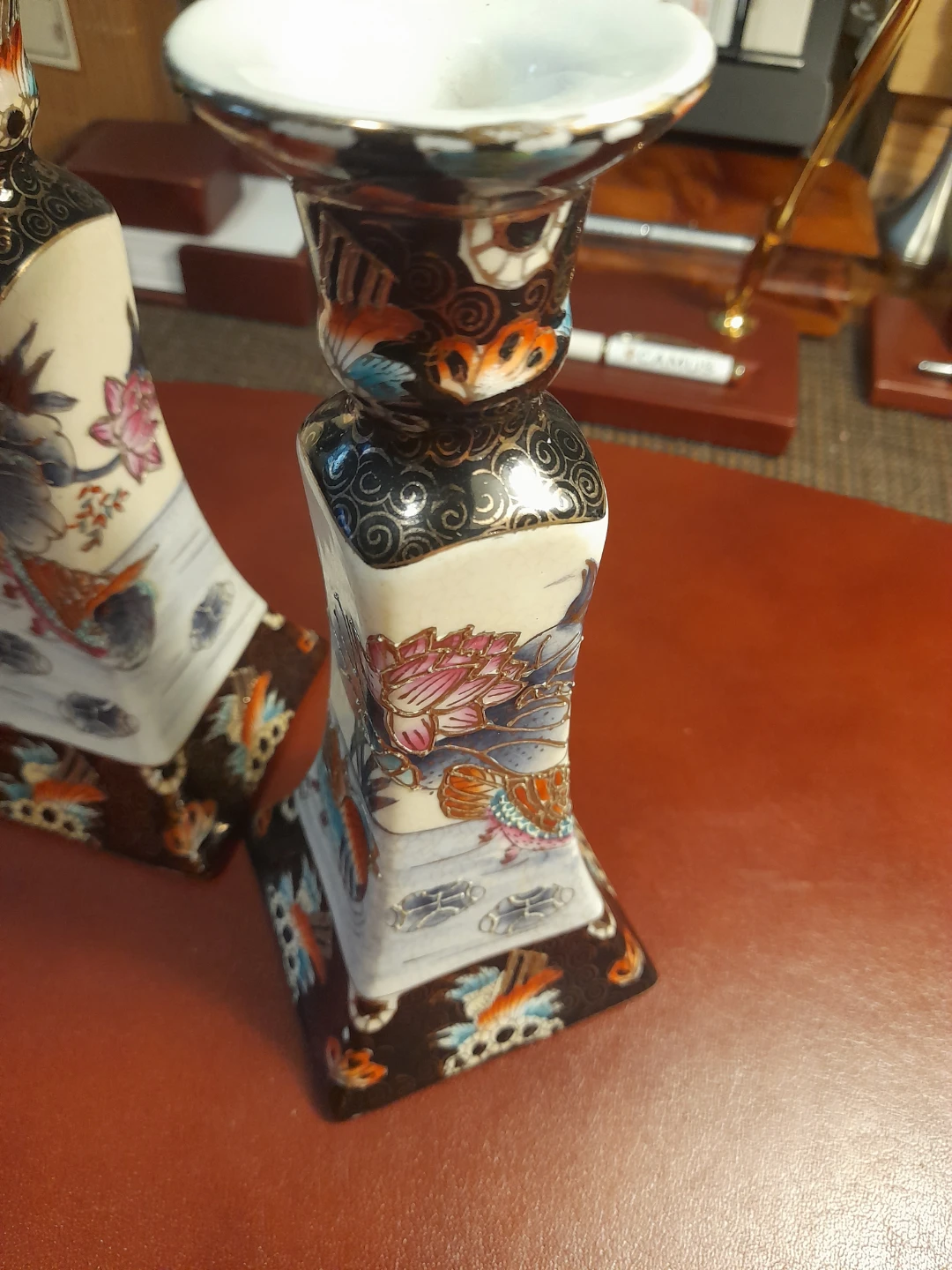 Pair of Vintage Asian Style Candle Holders - photo 2