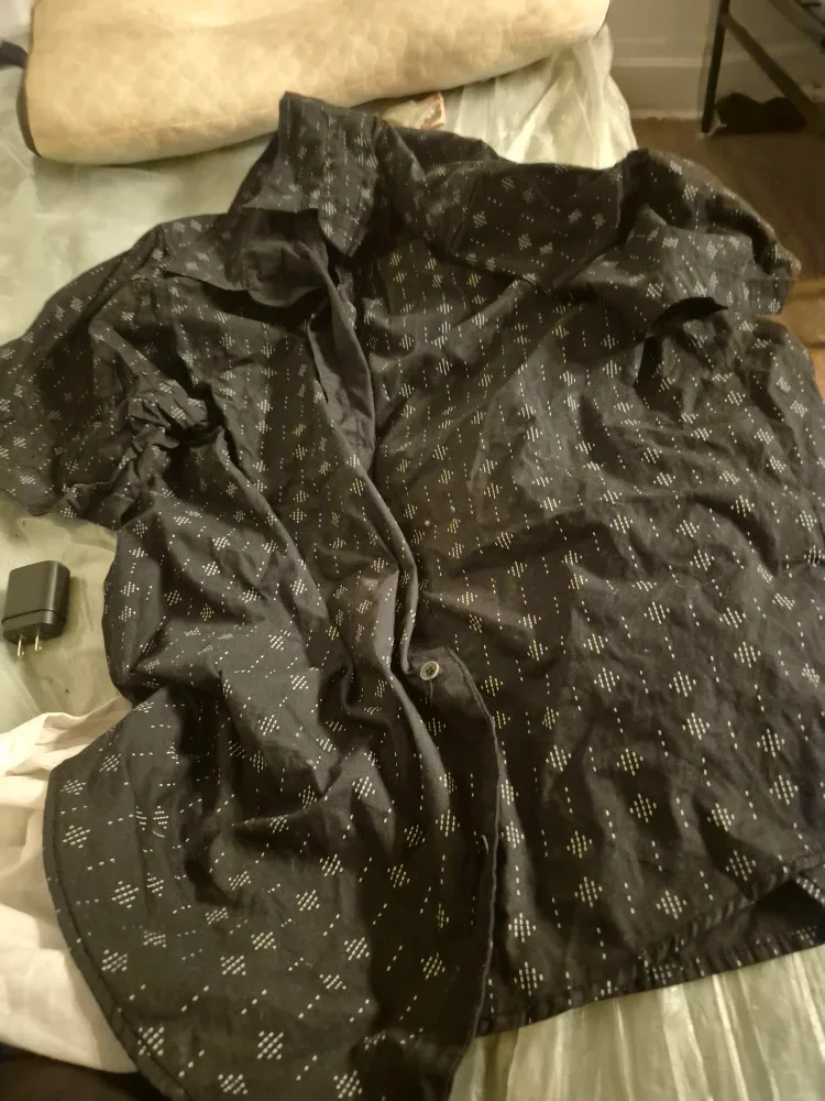 Patterned Black Button-Down Shirt