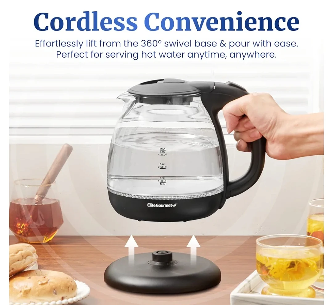 Elite Gourmet Electric Glass Kettle - 1.0 L Replacement Glass - photo 2