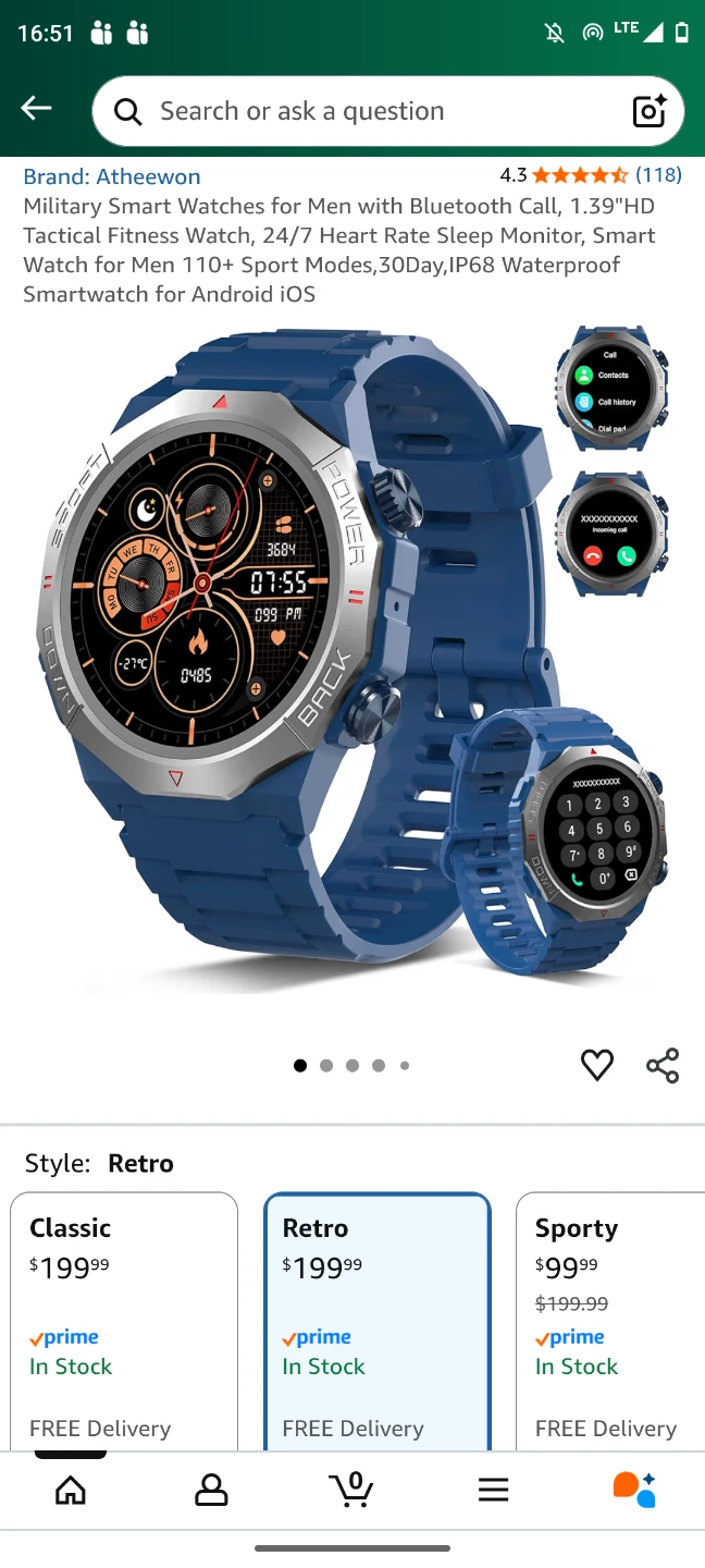 Atheewon Military Retro Smart Watch (199 on Amazon)
