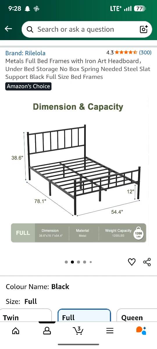 Rilelol Full Bed Frame - Black