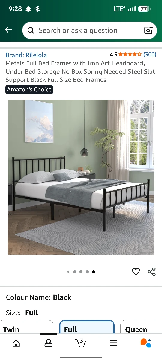 Rilelol Full Bed Frame - Black - photo 2