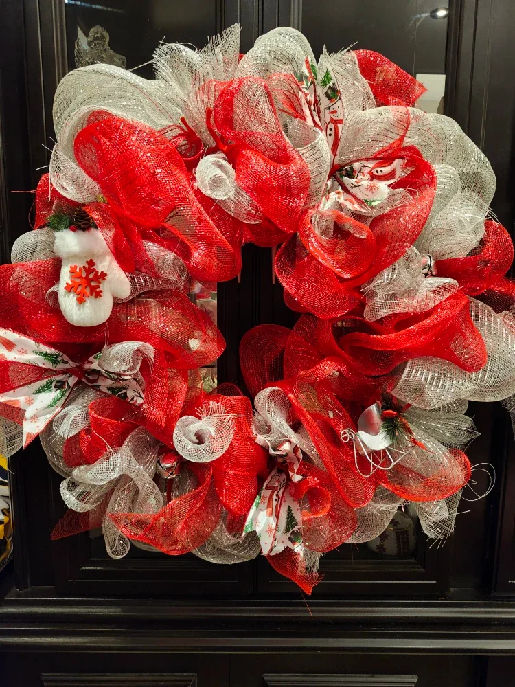 Handmade Christmas Wreath - Red & Silver