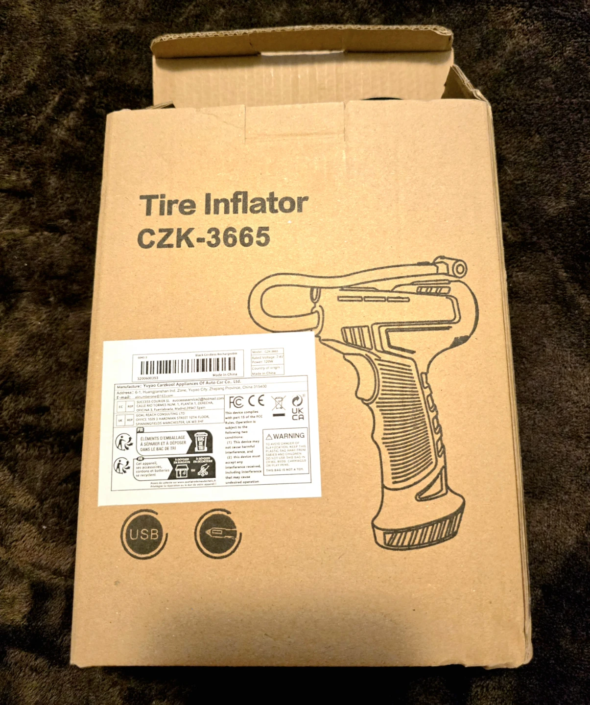 Tire Inflator CZK-3665 - Like New! - photo 2