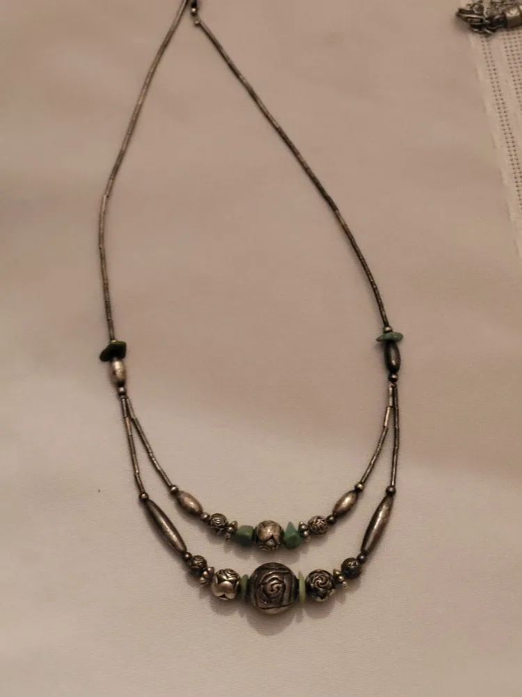 Vintage Silver Tone & Turquoise Necklace