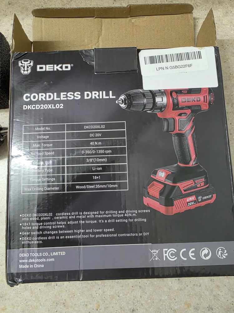DEKO DKCD20XL02 Cordless Drill - NEW IN BOX - photo 4