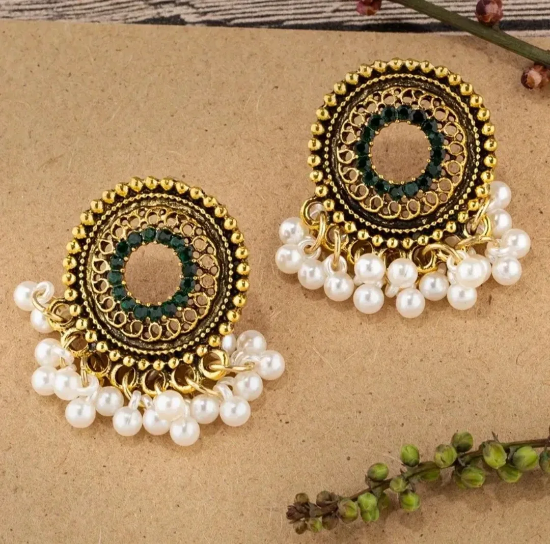 Gold Tone Pearl Drop Earrings image indicator(2)