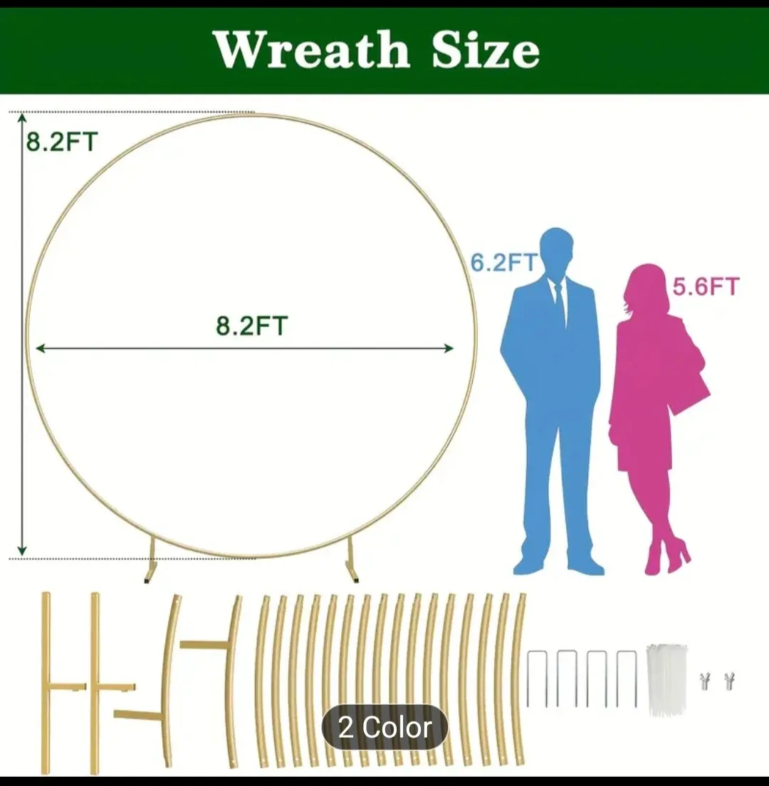 Golden Round Wedding Arch Backdrop Stand - 8.2FT image indicator(3)