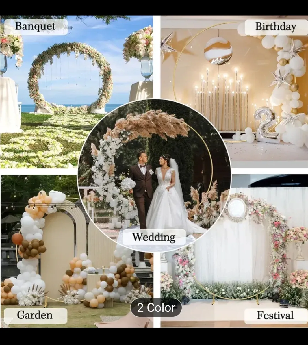 Golden Round Wedding Arch Backdrop Stand - 8.2FT image indicator(7)