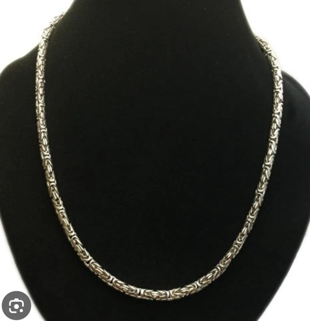 Sterling Silver Necklace & Bracelet Set Bizantine Chain - photo 3
