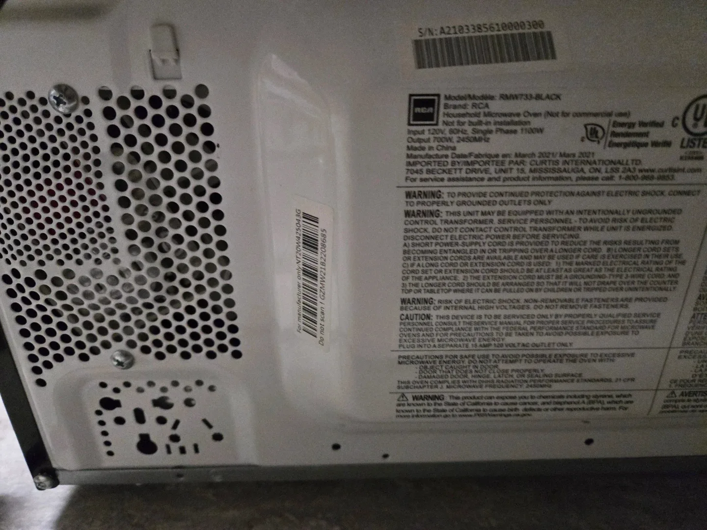 Moving sale: RCA RMW733-BLACK Microwave Oven image indicator(3)