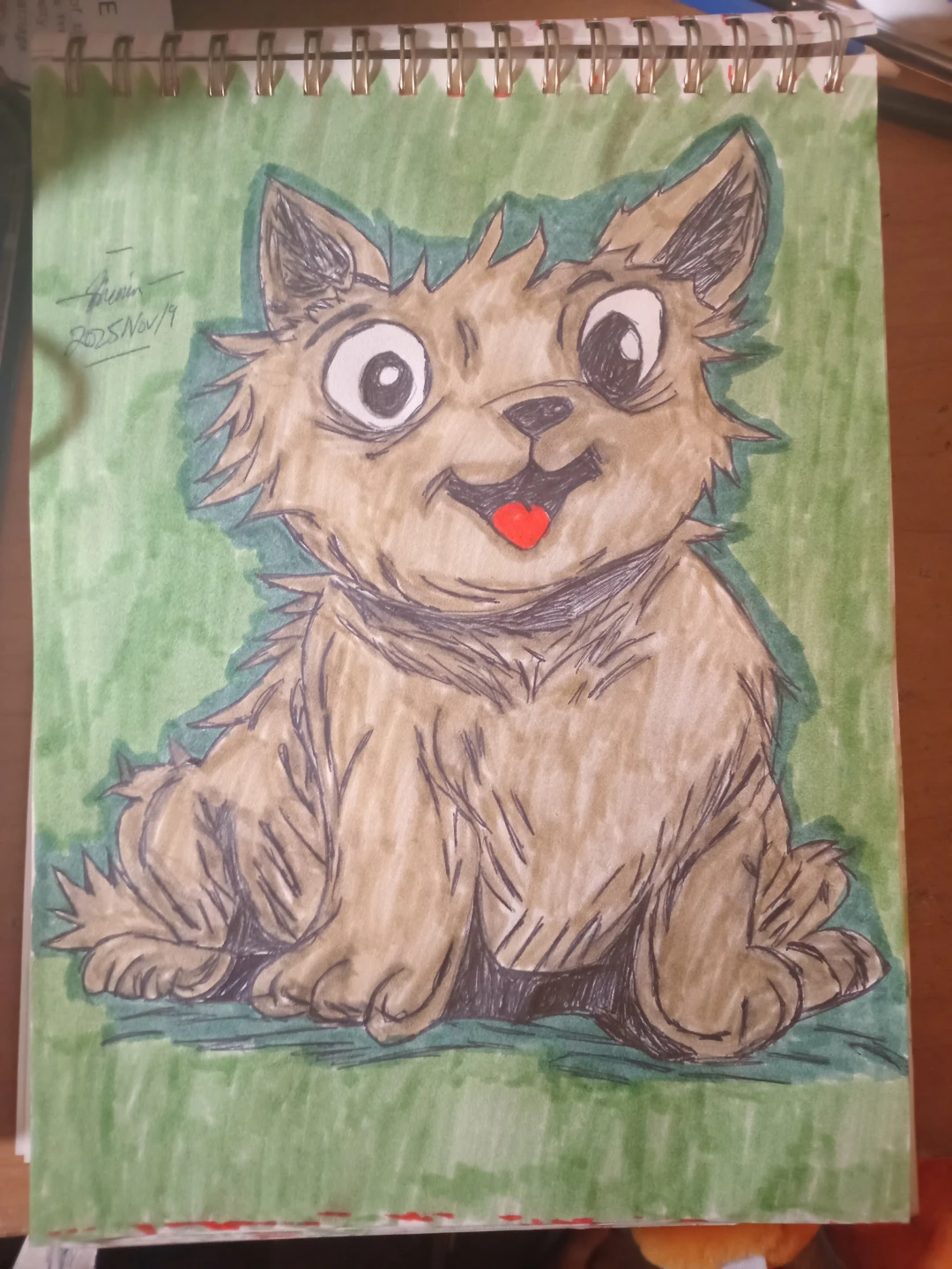 Brown Dog Drawing Illustration by custom Artist Sherwin