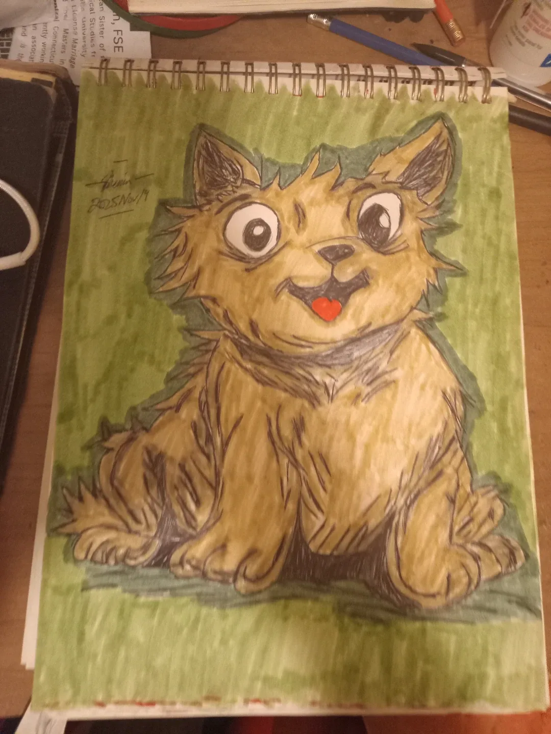 Brown Dog Drawing Illustration by custom Artist Sherwin image indicator(3)