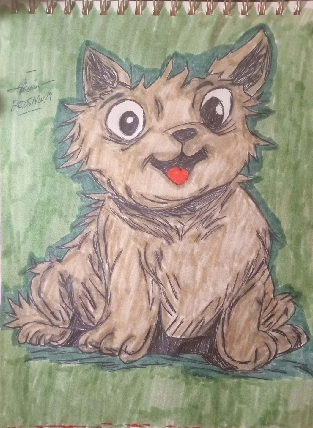 Brown Dog Drawing Illustration by custom Artist Sherwin image indicator(4)