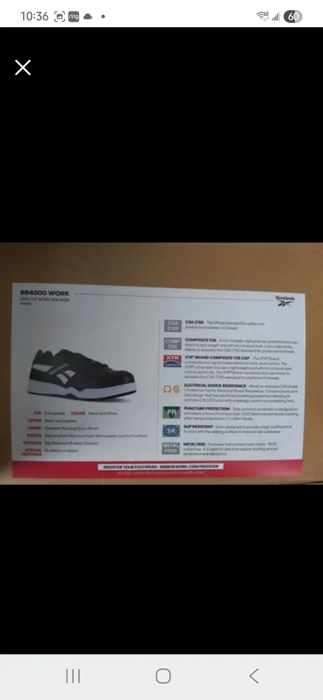 Safety Shoes Men's Size 12 Wide, Omega rated - Reebok image indicator(4)