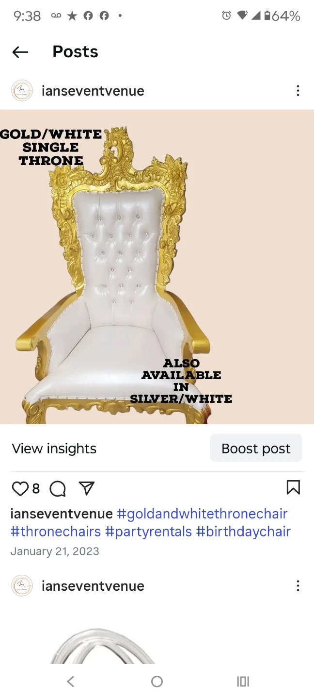 Gold/White Single Throne Chair