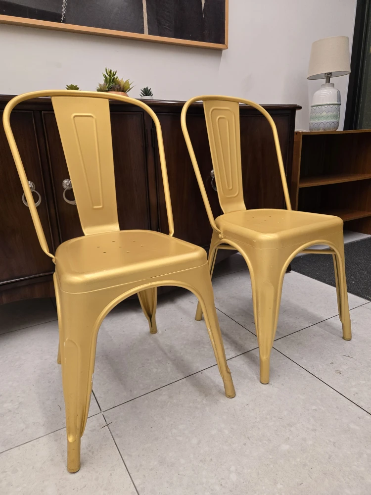 Miltiple Gold Stackable Metal Dining Chairs (32 Available)