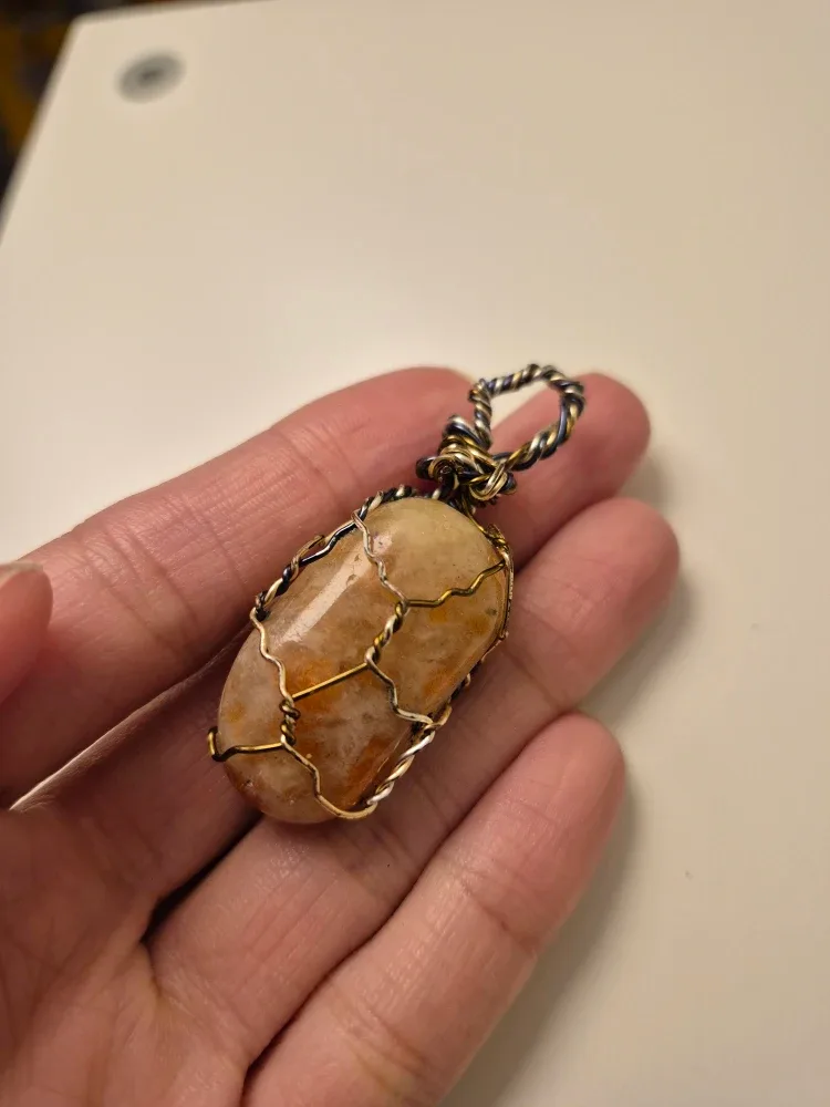 Handmade Wire Wrapped Stone Pendant