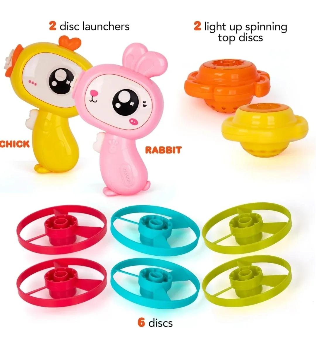 LED Disc Launcher Set 2 Launchers 6 Discs + 2 LED Spin Tops image indicator(5)