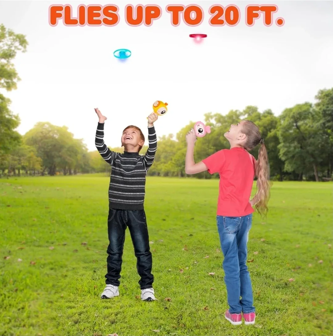 LED Disc Launcher Set 2 Launchers 6 Discs + 2 LED Spin Tops image indicator(9)