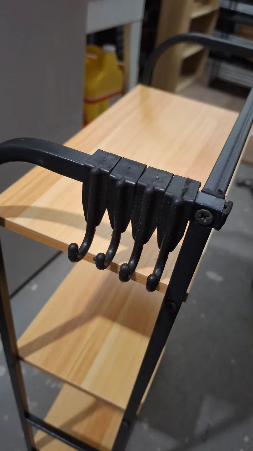 3-Tier Shelf Unit - Black Metal & Wood image indicator(7)